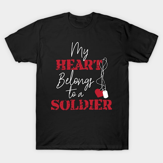 My Heart Belongs To A Soldier American Flag T-Shirt by BUBLTEES